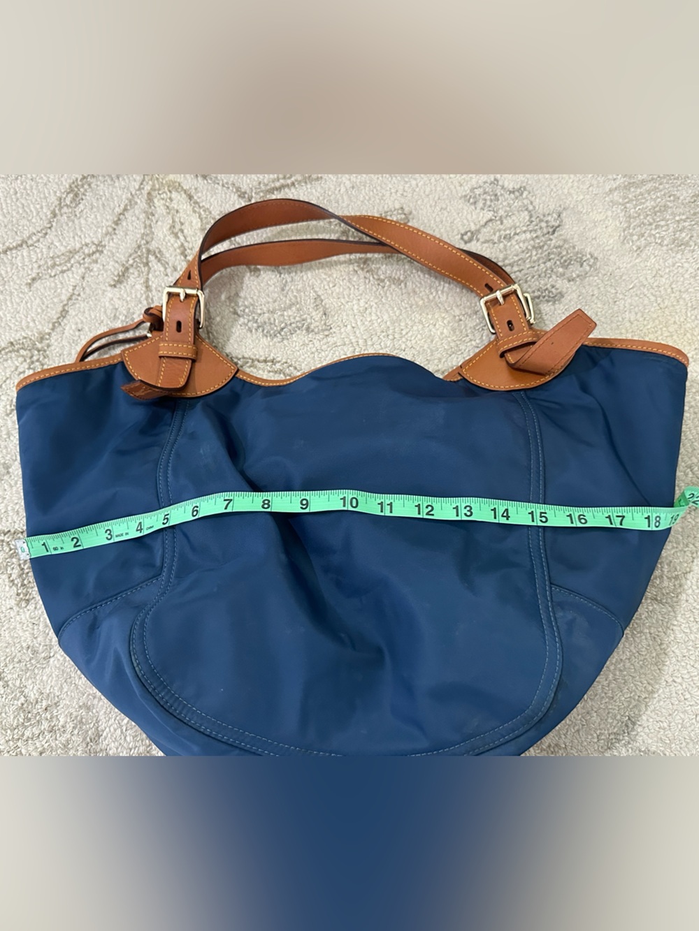 Dooney & Bourke Navy with Tan Leather Shoulder Hobo - Picture 12 of 12